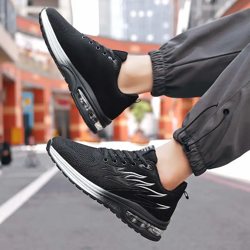 

Spring Men Casual Shoes Plus Size Low Top Summer Men's Sneakers Couple Lover Lace Up Tennis Male Comfortable Black Shoes 165B