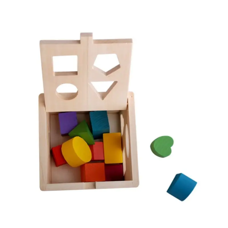 

1 Set Wooden Block Intelligent Training Children Early Educational Toys Shape Matching Wood Games Play Funny Colorful Preschool