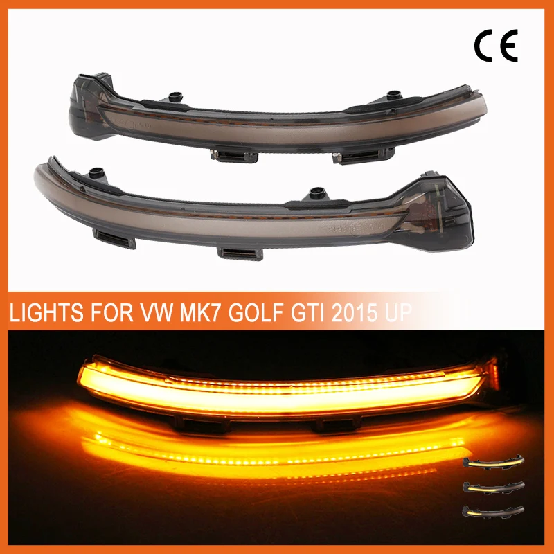 

A Pair Car Dynamic LED Turn Signal Lights For VW MK7 Golf GTI 2015up Side Rearview Mirror Sequential Blinker Streamer Indicator