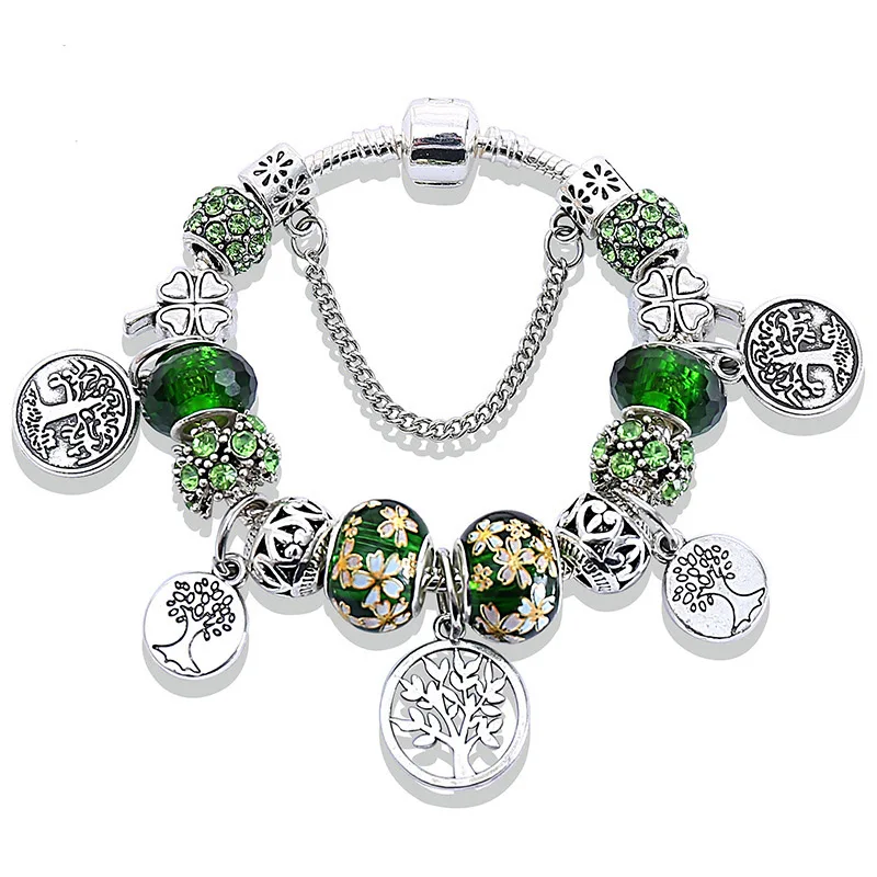 

YADA ins green Tree of Life Bracelets&Bangles For Women Zircon Bracelets Charm Crystal Jewelry Bracelet Pulseras Mujer BT200362