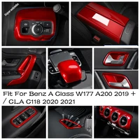 red interior window lift gear shift knob dashboard ac vent cover trim for benz a class w177 a200 2019 cla c118 2020 2021