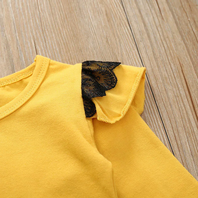 Одежда для новорожденных маленьких девочек с оборками одежда комбинезон топ +