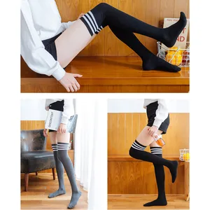 Гольфы женские, в полоску, теплые, до бедра