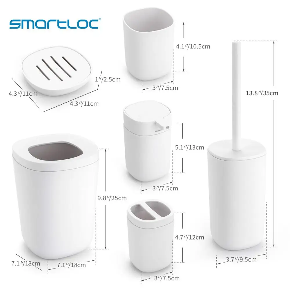 Smartloc белый пластик аксессуары для ванной комнаты Набор из 6 держатель зубной