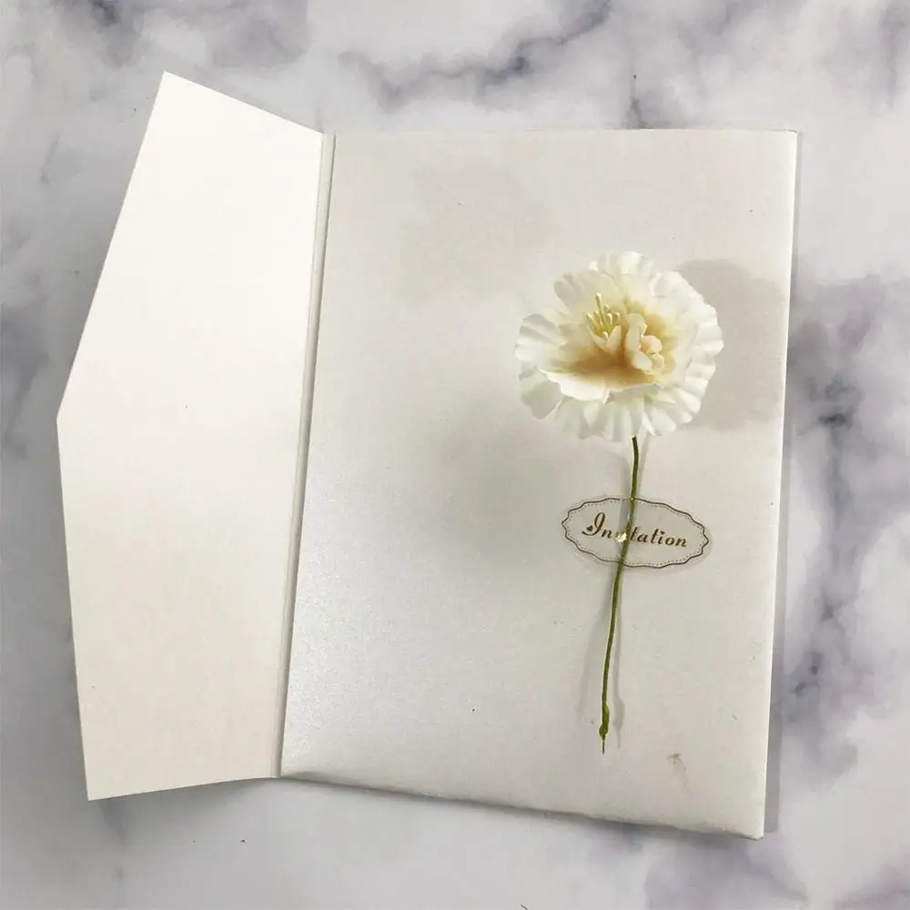 20pcs/lot White Flower Grand Theme Wedding Invitation Card Simple Envelope Birthday Party | Дом и сад