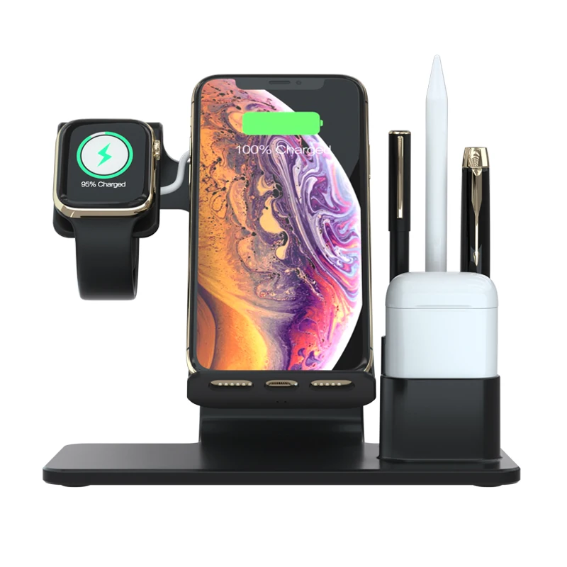Tongdaytech 10 Вт Qi Беспроводное зарядное устройство Быстрая зарядка для iPhone X 8 XS Max быстрое зарядное устройство док-станция Подставка для Apple Airpods Watch 5 4 3 2 1