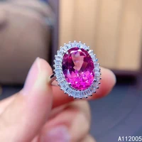 kjjeaxcmy fine jewelry 925 sterling silver inlaid natural pink topaz ring delicate new female gemstone ring luxury support test