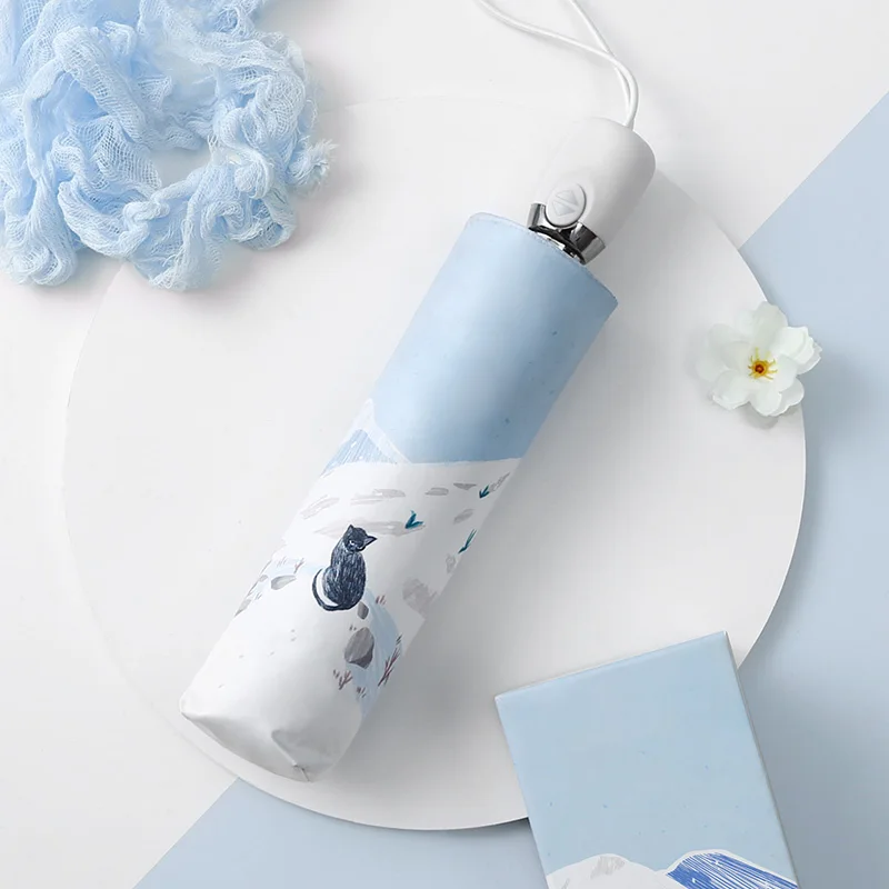 

Kids Windproof Umbrella Automatic Folding Handle Ladies Travel Umbrella Sun Protection Guarda Chuvas Fabric Parasol EA60YS