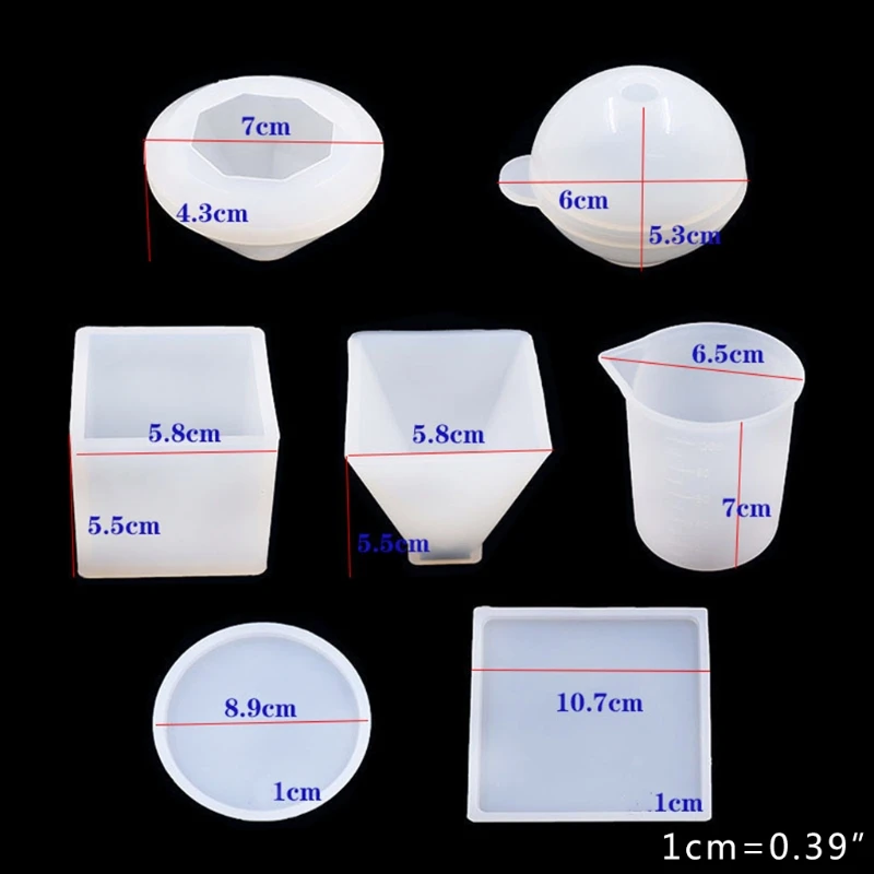 

1 Set Pyramid Cube Sphere Diamond Cone Measuring Cup Crystal Epoxy Resin Mold Pendant Ornaments Casting Silicone Mould