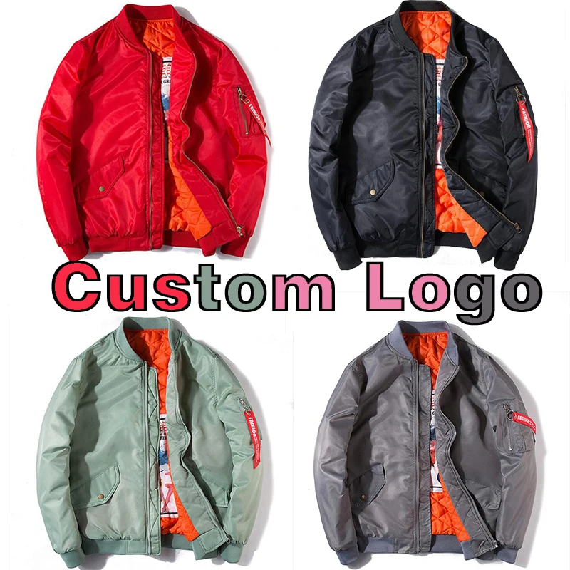 Зимняя куртка бомбер с логотипом на заказ красная розовая серая зеленая|Мужские