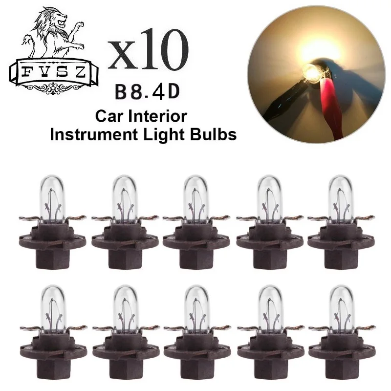 10 шт. T5 BX8.4D 14 в 1 5 Вт 3000K Автомобильная Лампа для инструментов используемая