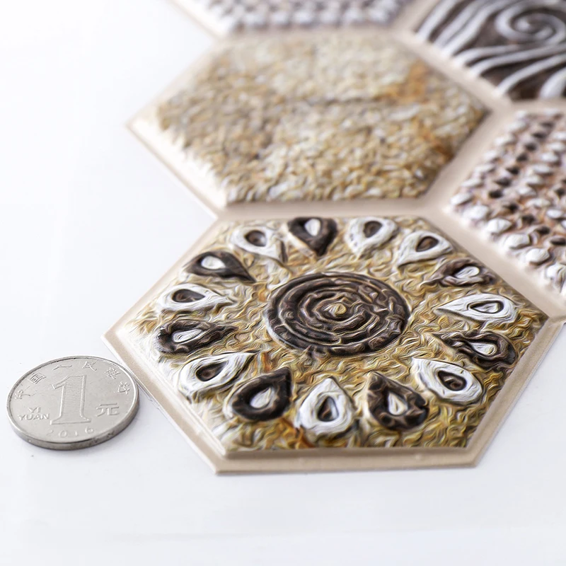 

5pcs Three-dimensional Waterproof Wall Stickers 3D Splash Proof Wall Panel Hexagon Shape Home Decorative Kitchen Tile Wallpaper