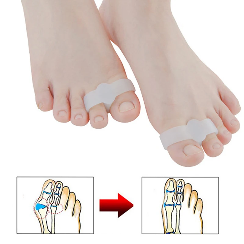

Silicone Gel Foot Fingers Two Hole Toe Separator Thumb Valgus Protector Bunion Adjuster Hallux Valgus Guard Foot Care Tool