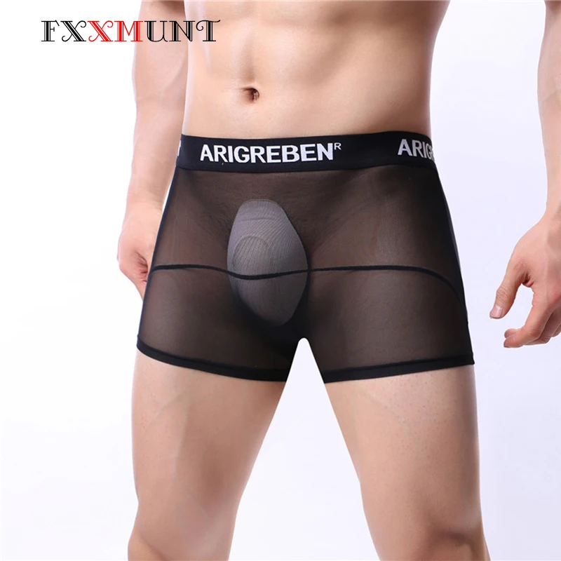 Марлевые шорты боксеры для мужчин прозрачные сексуальные мужское нижнее белье