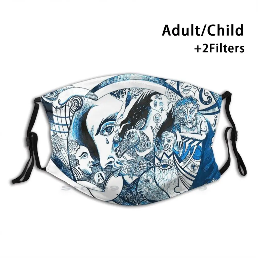 

Inkwork Print Reusable Mask Pm2.5 Filter Face Mask Kids Kafanov Vasily Fishtower Smashing Pumpkins Art Mewithoutyou Art Album