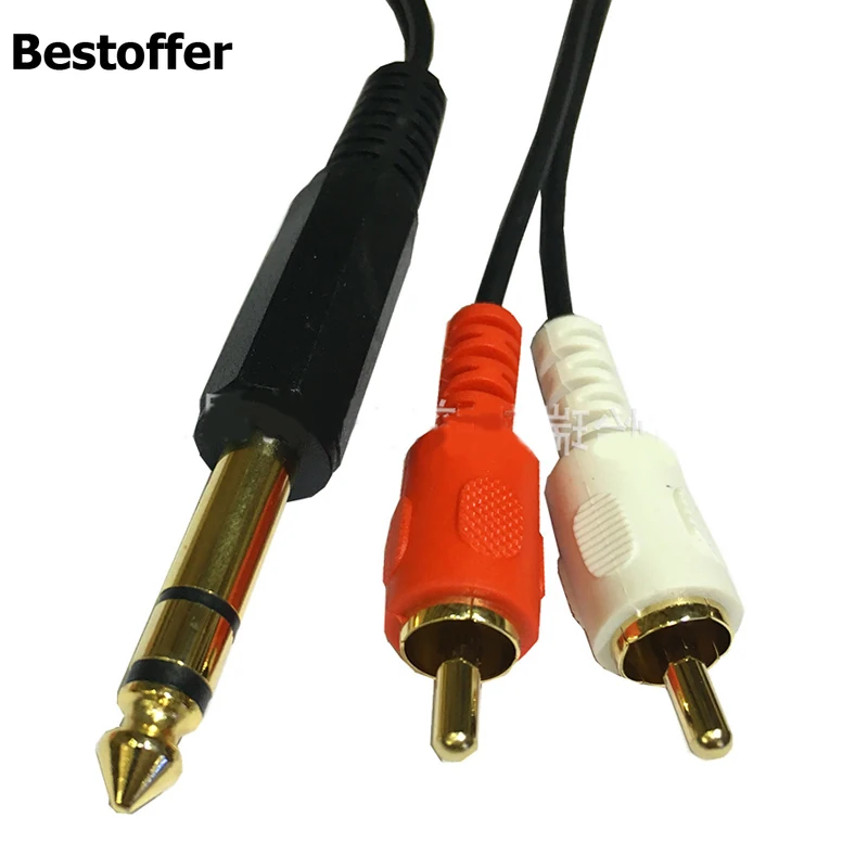 1 5 м 6 35 мм до 2 RCA штекер Phono Jack стерео аудио y-сплиттер кабель | Электроника