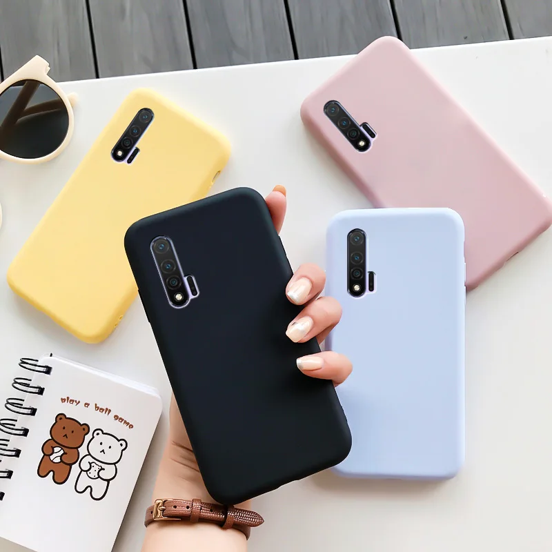 

For Huawei nova 6(4G) Case Silicone Macaron Colors Candy Soft TPU Simple Black Casing Phone Back Cover