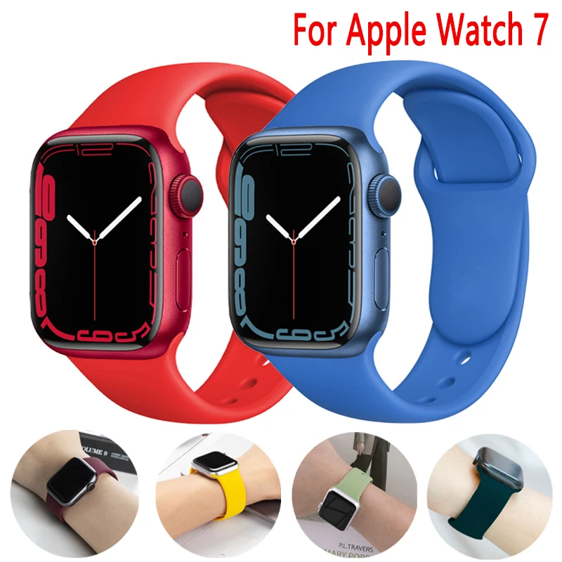 

Silicone Strap For Apple Watch Band 44mm 40mm 38mm 42mm 6 SE 5 3 Watchband correa Smartwatch Bracelet iWatch Series 7 41mm 45mm
