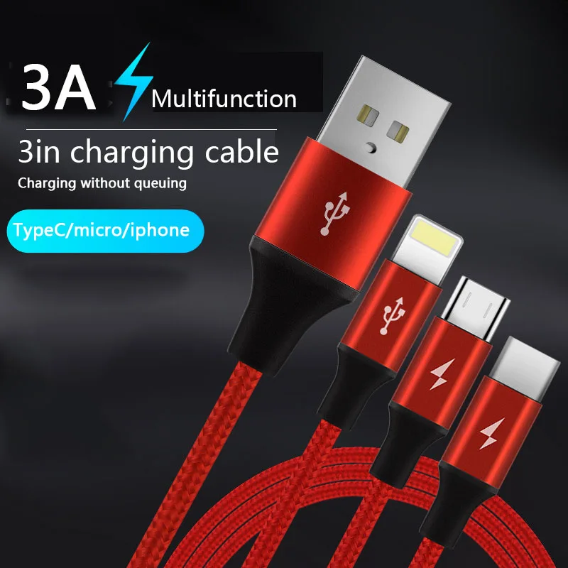 

Garas 3 In 1 Micro USB Type C Charger Cable Multi Usb Port Multiple Usb Charging Cord Usb Mobile Phone Wire For Android micro