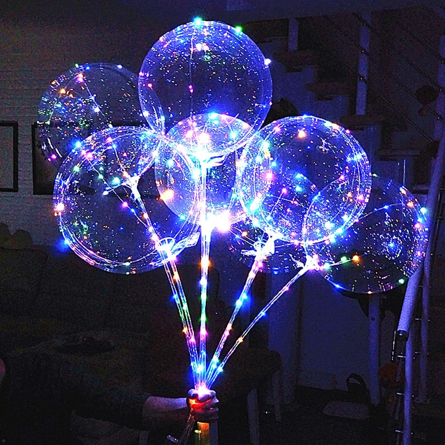 10PACKS LED Light Up BoBo Balloons Colorful String Lights Bubble Balloons Helium for Christma Birthday Wedding Party Decoration images - 6