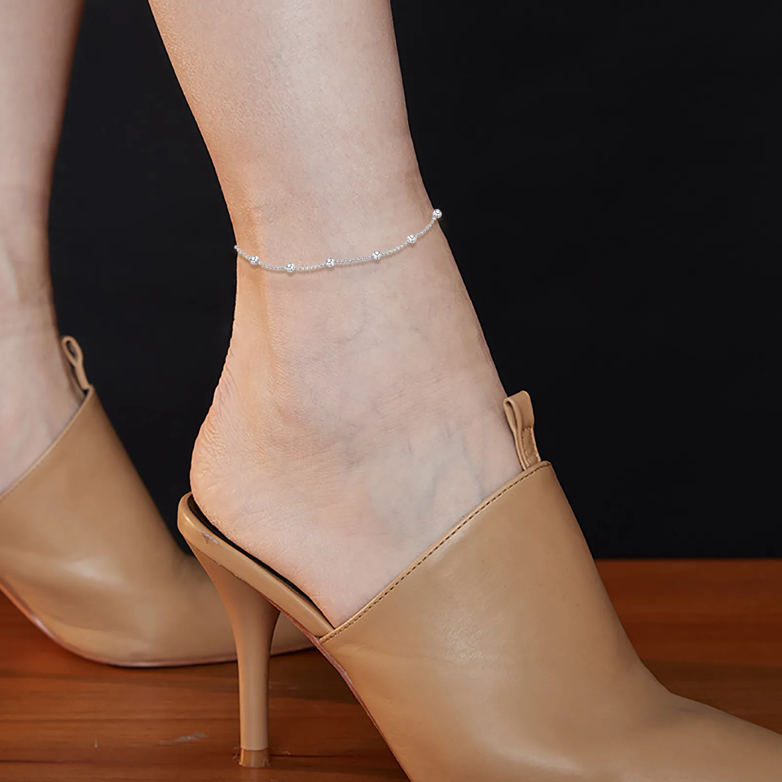 Браслет на лодыжку Женский Пляжная цепочка из нержавеющей стали с бусинами