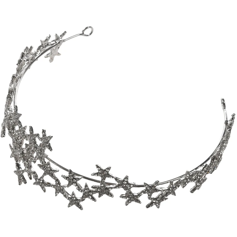 Серебряные стразы Звездные короны головной убор свадебные украшения для волос