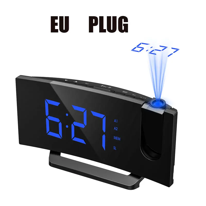 Blue - EU Plug Mpow HM353 FM радио проекционный будильник с Двойные сигналы функция повтора с usb зарядным портом 5 ''большой дисплей таймер сна - Цвет: Blue - EU Plug