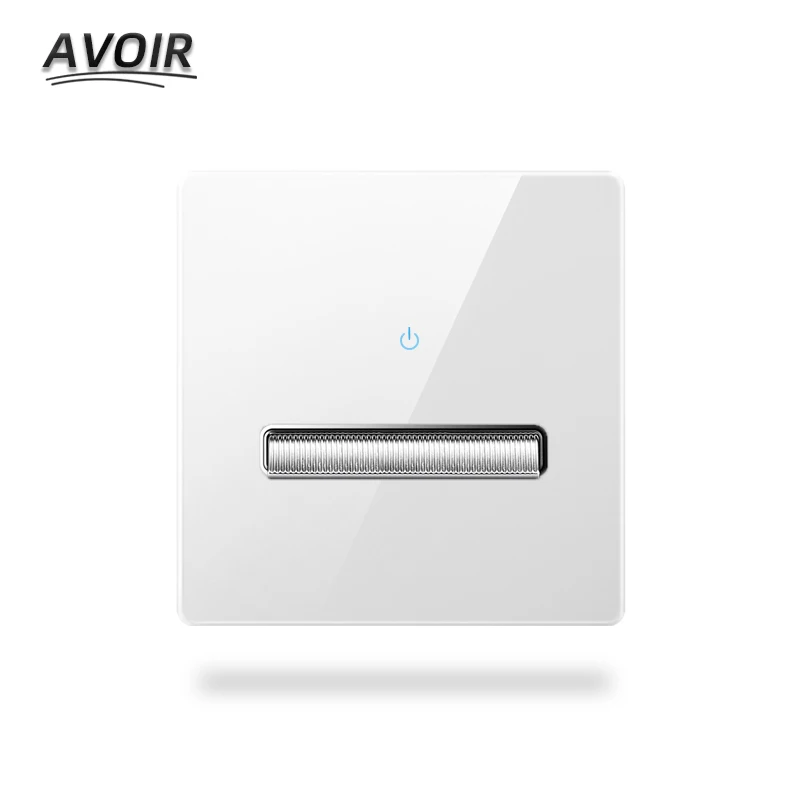 

Avoir Light Switch Electrical outlets Piano Key Button Reset Toggle Switch White Crystal Glass Panel Wall Sockets With Switches