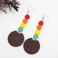 minar exaggerated rainbow wooden beads long dangle earrings for women round beaded statement drop earrings boho holiday jewelry