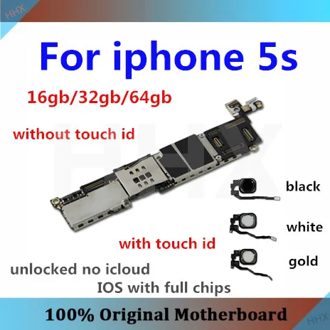 Оригинальная разблокированная материнская плата для iphone 5S без Touch ID/с Touch ID, материнская плата для iphone 5S, 16 ГБ/32 ГБ/64 ГБ