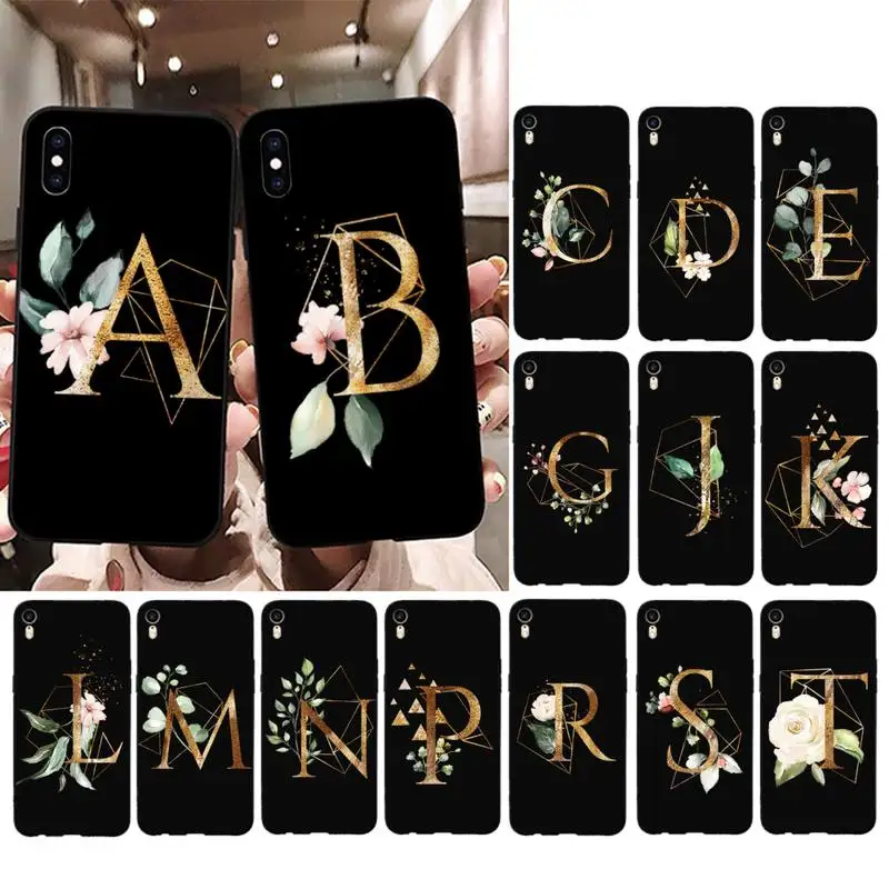 

Customized Initial Letter Flowers Phone Case for iPhone 12 Mini 12 11 Pro X XS Max XR 8 7 6 6s Plus Soft Protect Cover