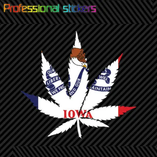

Iowa Flag Weed Marijuana Leaf Sticker Self Adhesive 420 Hemp for Car, Laptops, Motorcycles, Office Supplies