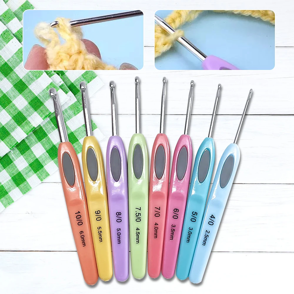 

8pcs Colorful Soft Plastic Handle Alumina Crochet Hooks 2.5-6mm Knitting Needles Set Crochet for Weave Sewing Needles Tool