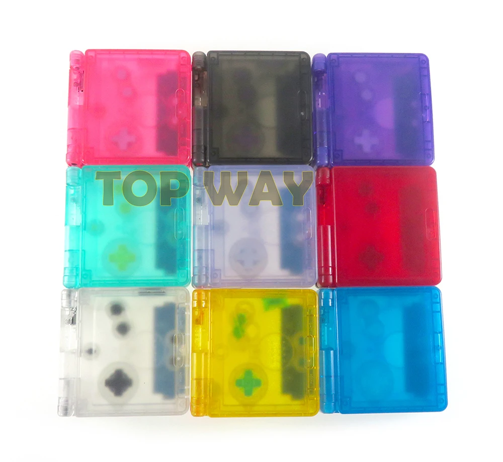 8sets Transparent Clear Color Clear White black blue purple For GameBoy Advance SP Shell For GBA SP console Housing Case Cover images - 6