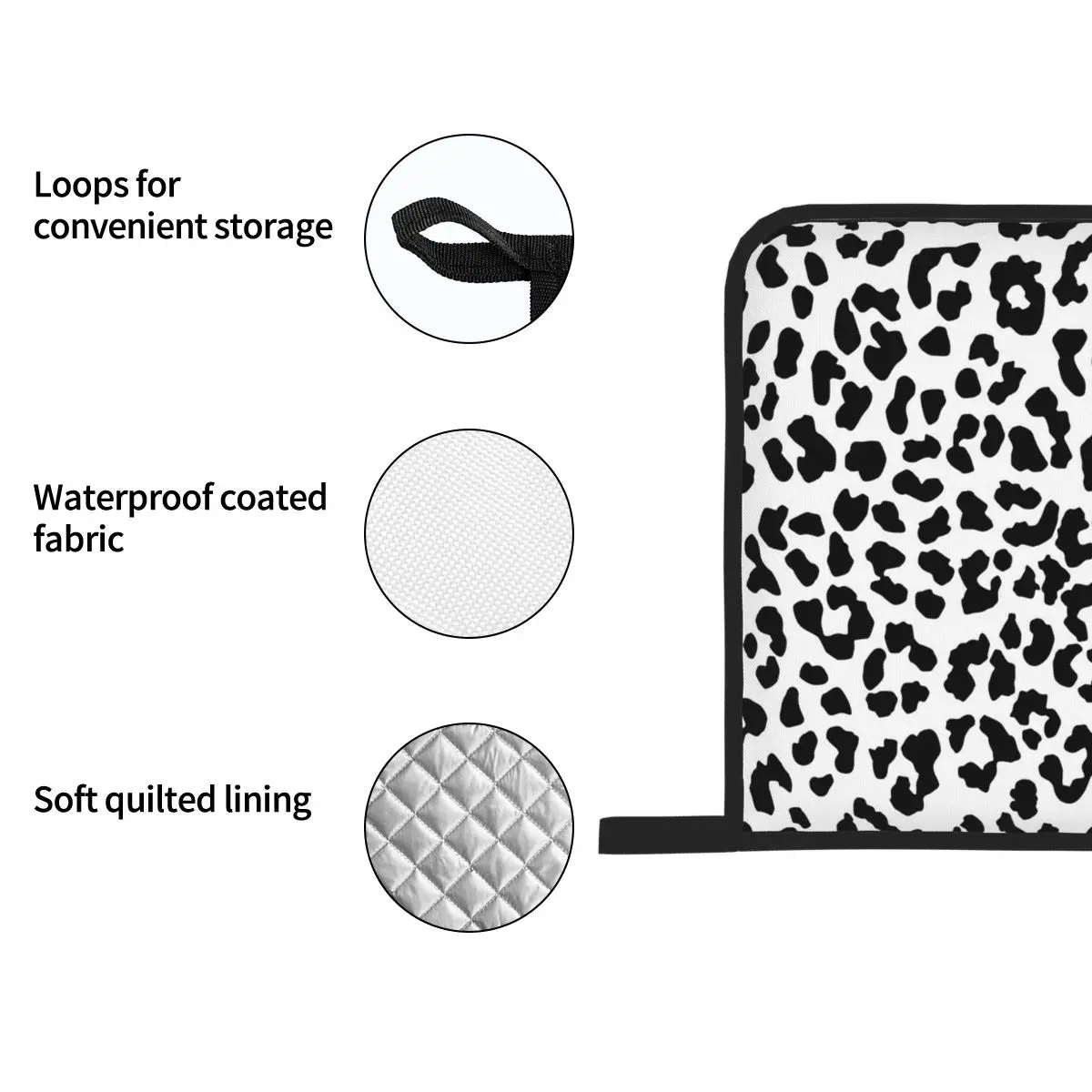 

4pcs Kitchen Gloves Insulation Pad Cooking Microwave Gloves Black And White Leopard Baking BBQ Oven Potholder Pad Oven Mitts