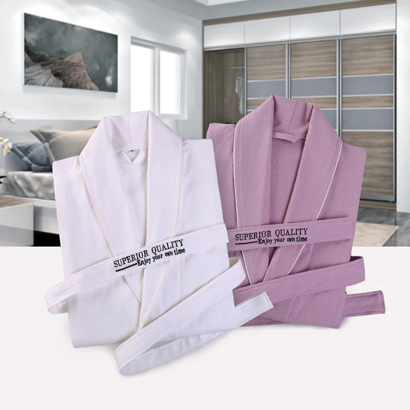 Халат вафельный из 100% хлопка для влюбленных мягкий халат мужчин и женщин