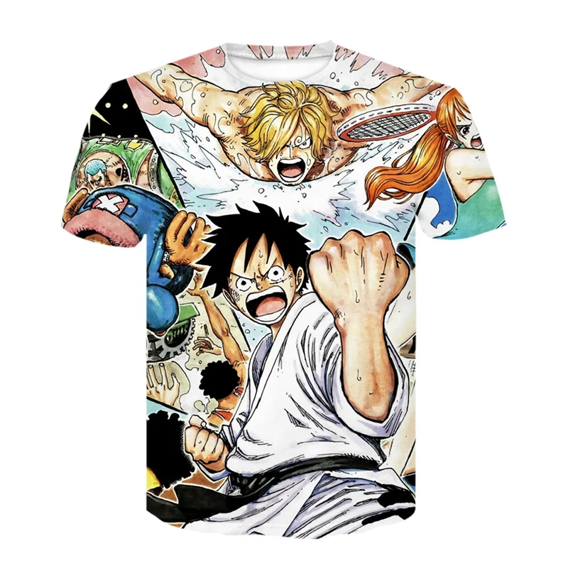 

l2021 summer men's latest short sleeve T-shirt cartoon character print pirate king round neck pullover m-2xl