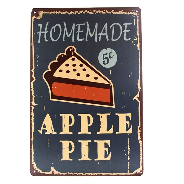 

Homemade Apple Pie Tin Sign Metal Plaque Kitchen Restaurant Decor