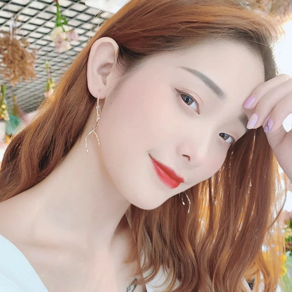 

Creative Design Long Tassel Stud Earrings Exaggerated Fashion And Personality Style Earrings Female Elegant Temperament Gift