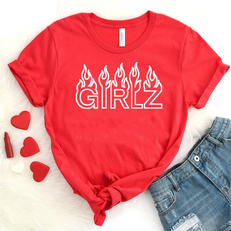Женская футболка с графическим принтом Girlz Стильная хлопковая Футболка