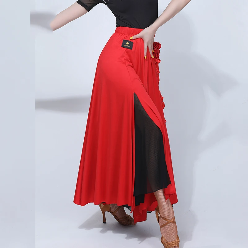 Latin Dance Skirt Professional Red Practice Clothes Adult Female New Bullfighting Flamengo Costumes VDB971 | Тематическая одежда и