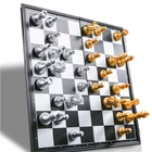 Средневековый Шахматный набор с шахматной доской, 32 шахматных фигуры с шахматной доской, Золотой Серебряный Шахматный набор WPC