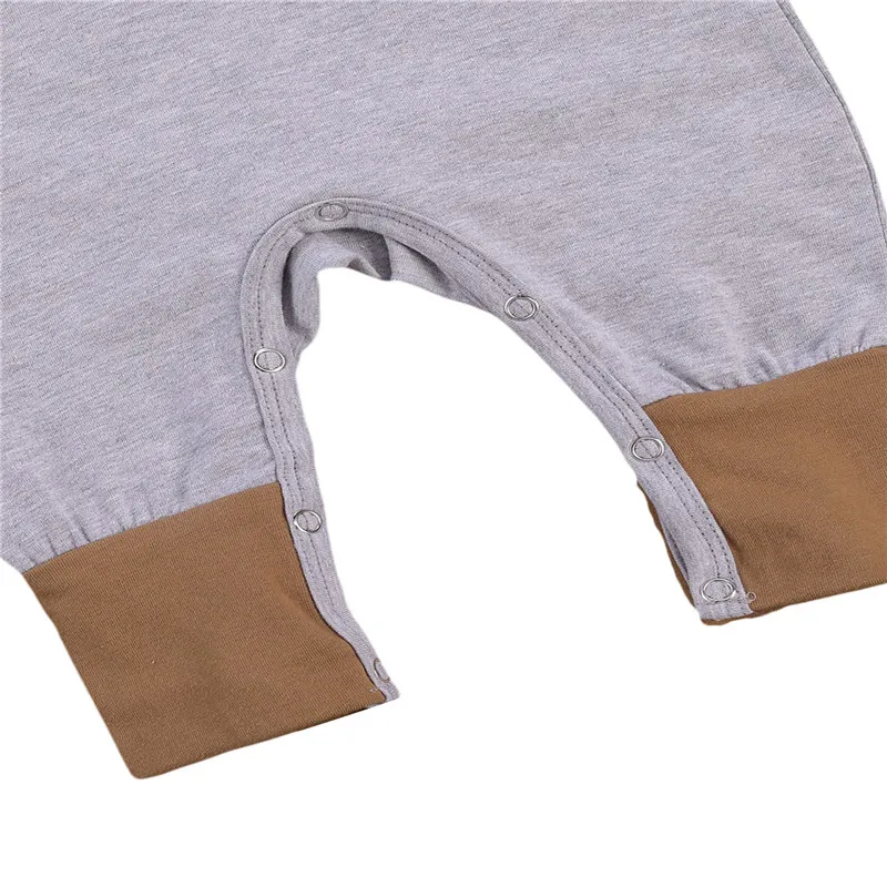 

0-18M Newborn Baby Patchwork Romper Infants Fall Jumpsuit Cotton Long Sleeve Crotch Buttons Home Sports Sleeping Trousers