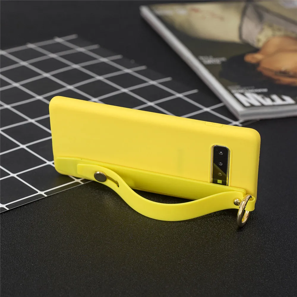 Bracket Wrist Strap Case For Samsuny Galaxy S10 S9 S8 Plus 5G Lite S10E Candy Color Soft Shell Phone Ultrathin |