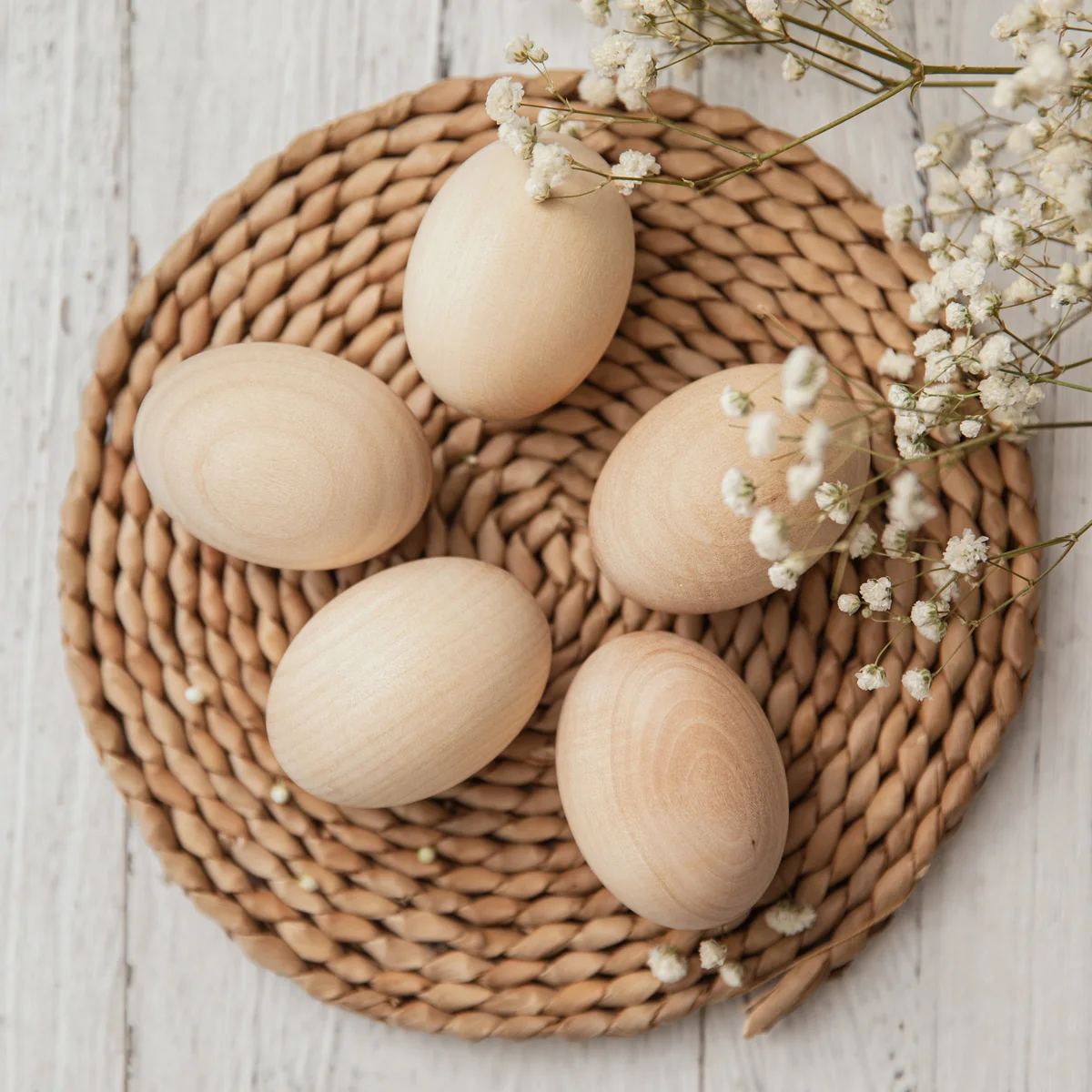 

5pcs Easter decoration eggs, personalized wooden eggs, customizable Easter basket filling eggs, a unique Easter gift for kids