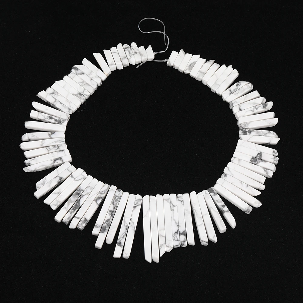 Approx 80pcs/Strand Delicate Women Raw White Turquoises Howlite Loose Bead Graduated Point Necklace Pendant Craft Gift HS-04AMBE | Украшения