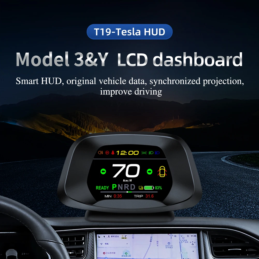 

Дисплей на лобовом стекле T19, автоматический дисплей, умный автомобильный индикатор HUD, светильник катор скорости, быстрая сигнализация без...