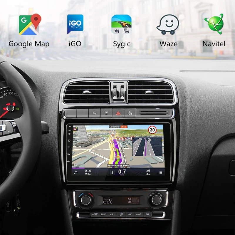 " 2 Din HD сенсорный экран Android автомобильный Радио gps навигация Авто аудио стерео плеер для Volkswagen VW Polo FM с рамкой