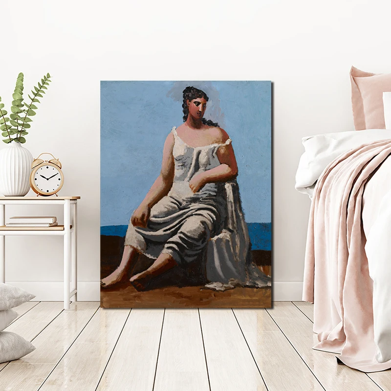 

Woman By The Sea By Picasso Wall Art Canvas Posters Prints Painting Wall Pictures Living Room Home Decor Accessories Framework