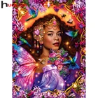 Huacan 5D алмазов картина новый комплект из обуви в африканском стиле женские сказочная Алмазная вышивка мозаика вышивки крестом портрет бисерные картинки домашний декор